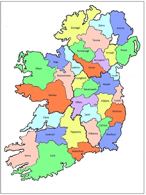 Map of Ireland with Counties